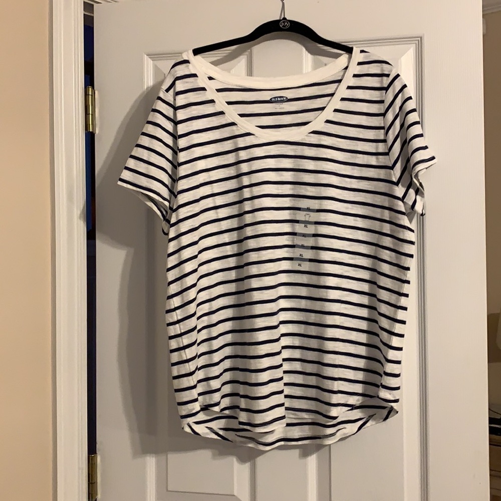 NWT Old Navy navy/white striped tee size XL